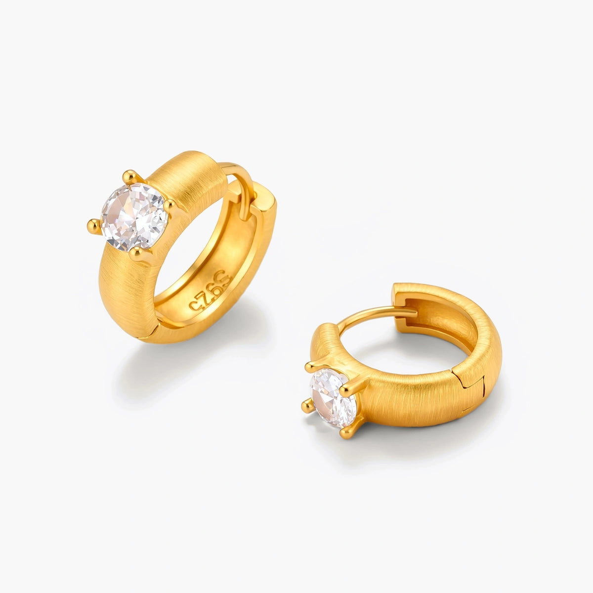 Solitaire Huggie Hoops