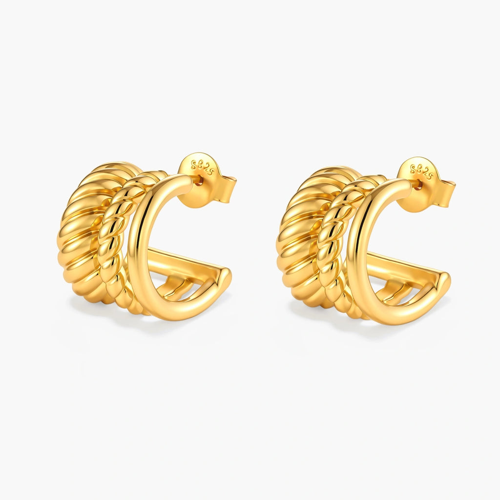Twisted Triple Hoop Earrings