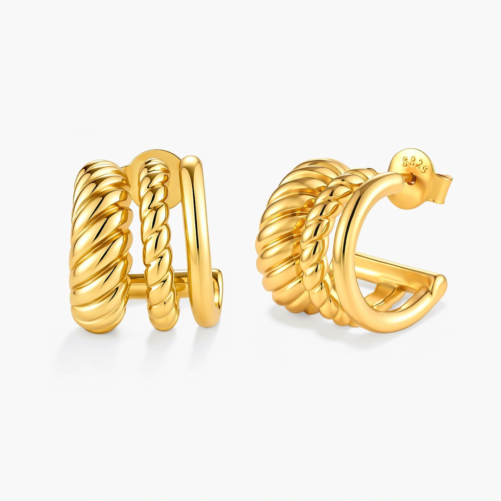 Twisted Triple Hoop Earrings