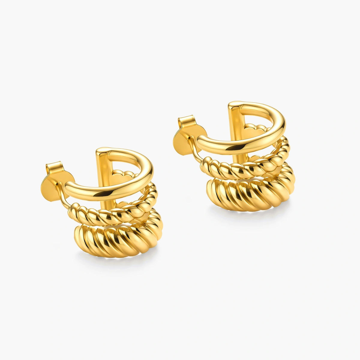 Twisted Triple Hoop Earrings