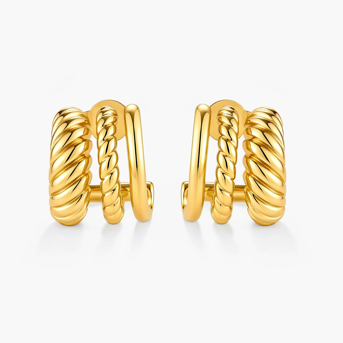 Twisted Triple Hoop Earrings