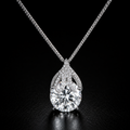 The Coronation Pendant - lab-created moissanite pear cut necklace in 925 sterling silver