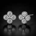 Quatrefoil Moissanite Studs - near colorless lab-created moissanite earring in 925 sterling silver