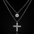 Crux Layered Necklace Set - lab-created moissanite necklace in 925 sterling silver