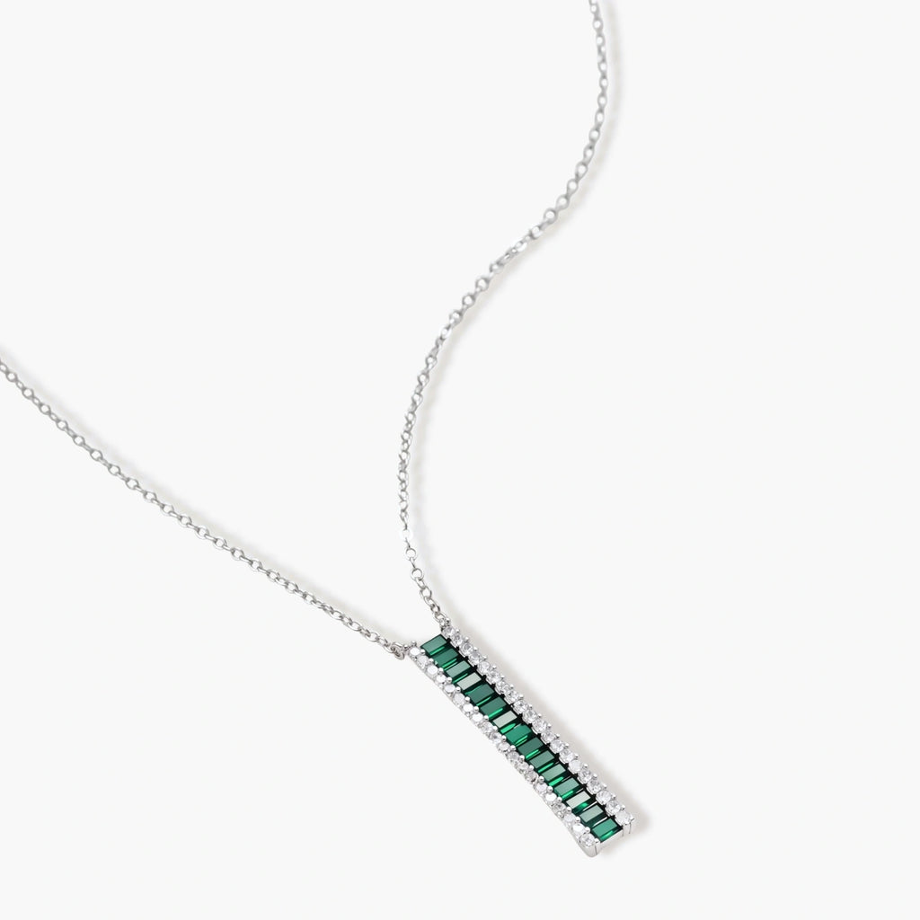 Green Baguette Bar Necklace and Earring Set
