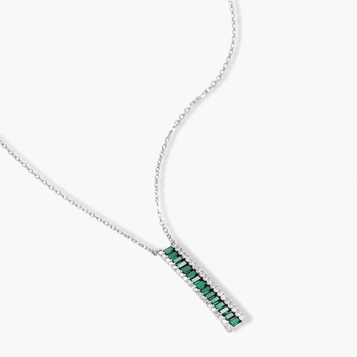 Green Baguette Bar Necklace and Earring Set