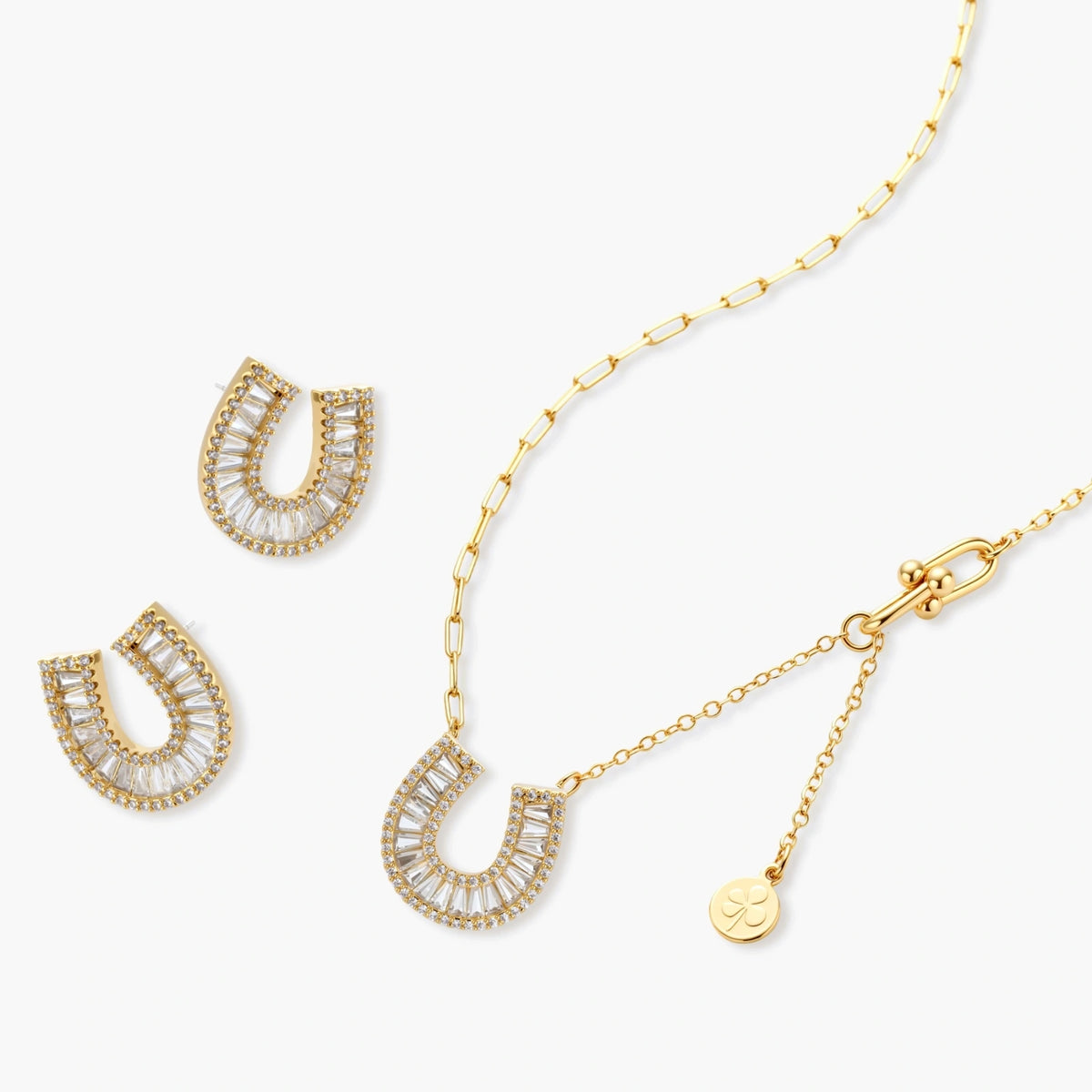 Horseshoe Necklace and Earring Set