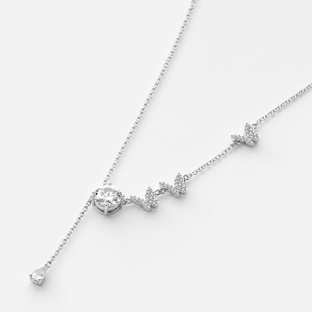 Flutter Dreams Lariat - lab-created moissanite necklace in 925 sterling silver - view 2