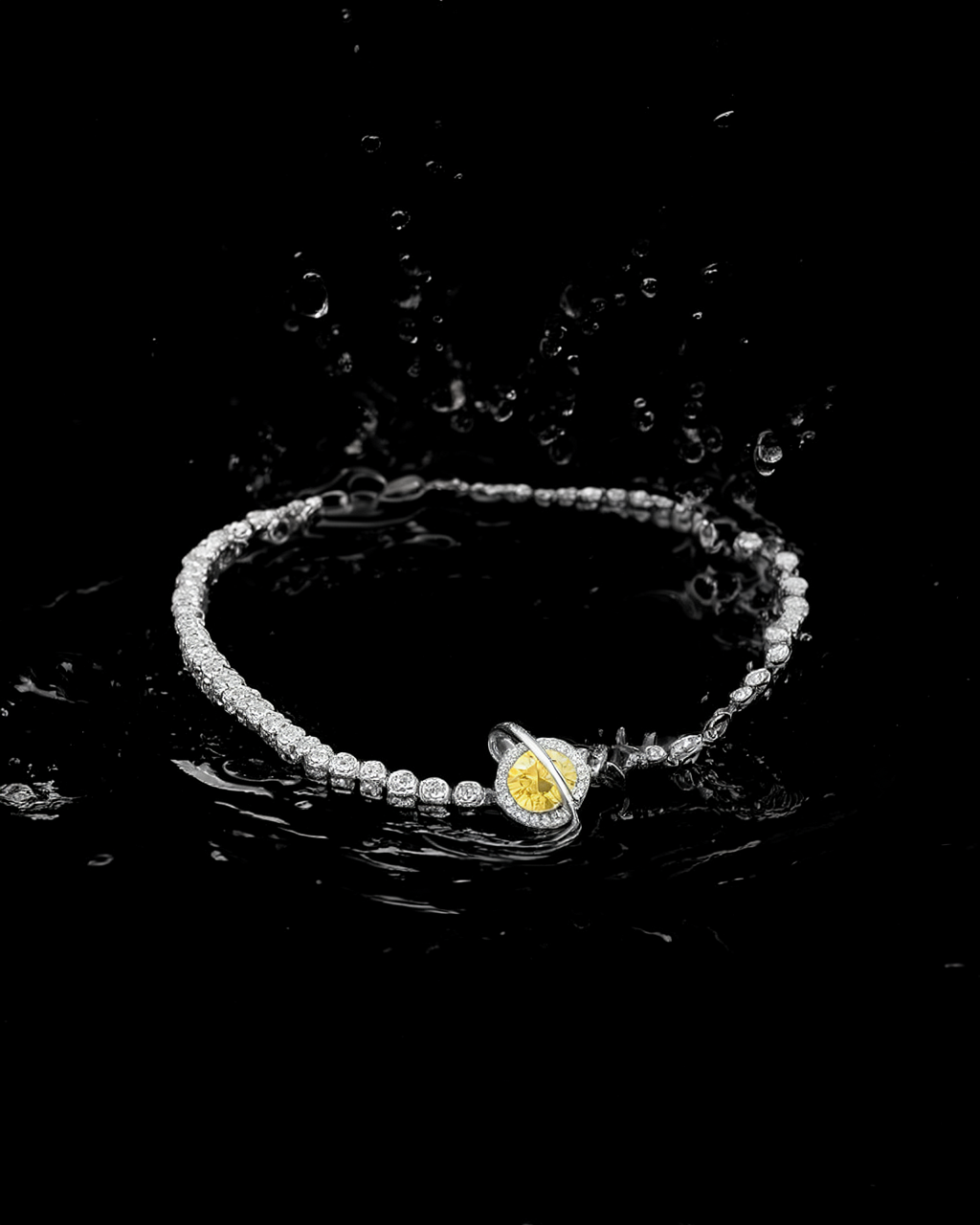 Aphelion Bracelet - yellow lab-created moissanite bracelet in 925 sterling silver - view 3
