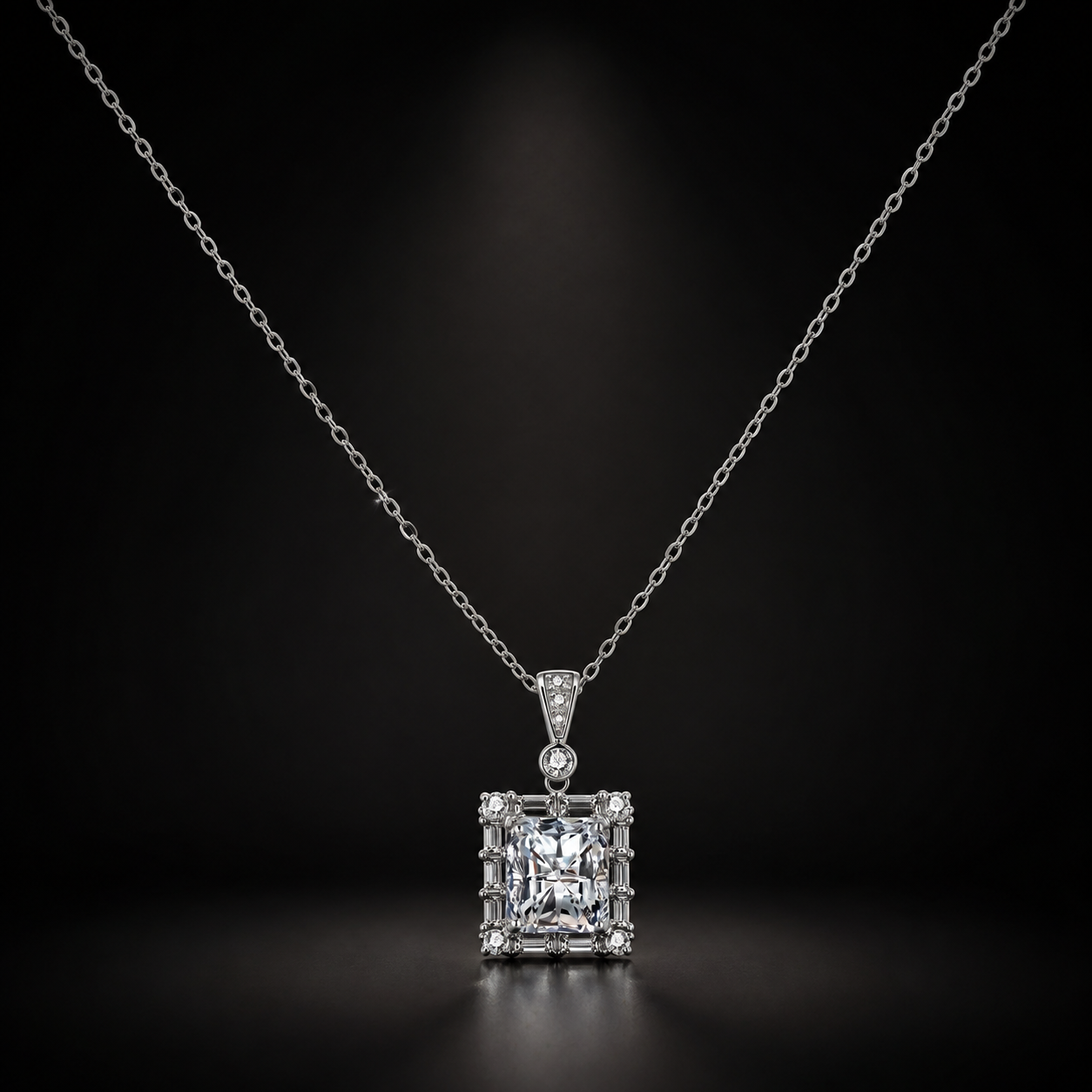 Monolith Pendant - lab-created moissanite necklace in 925 sterling silver