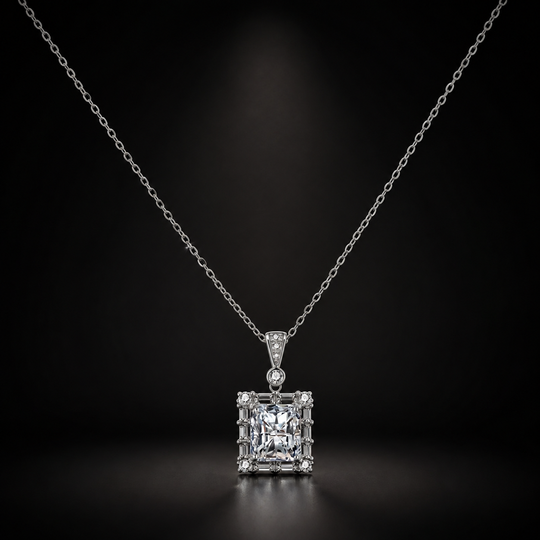 Monolith Pendant - lab-created moissanite necklace in 925 sterling silver