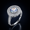 Starlight Halo Ring - multi color lab-created moissanite ring in 925 sterling silver