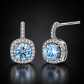 Azure Vigil Drops - blue lab-created moissanite earring in 925 sterling silver