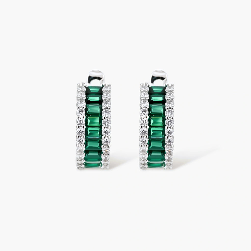 Green Baguette Bar Necklace and Earring Set