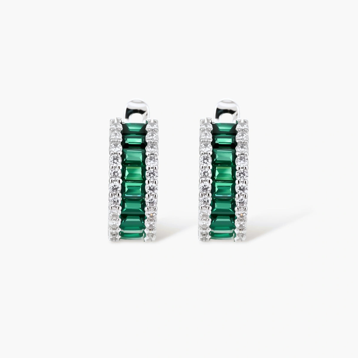 Green Baguette Bar Necklace and Earring Set