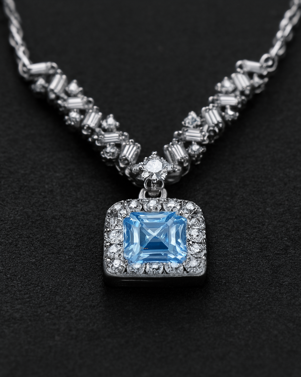 Celestial Arc Moissanite Necklace - blue lab-created moissanite necklace in 925 sterling silver - view 5
