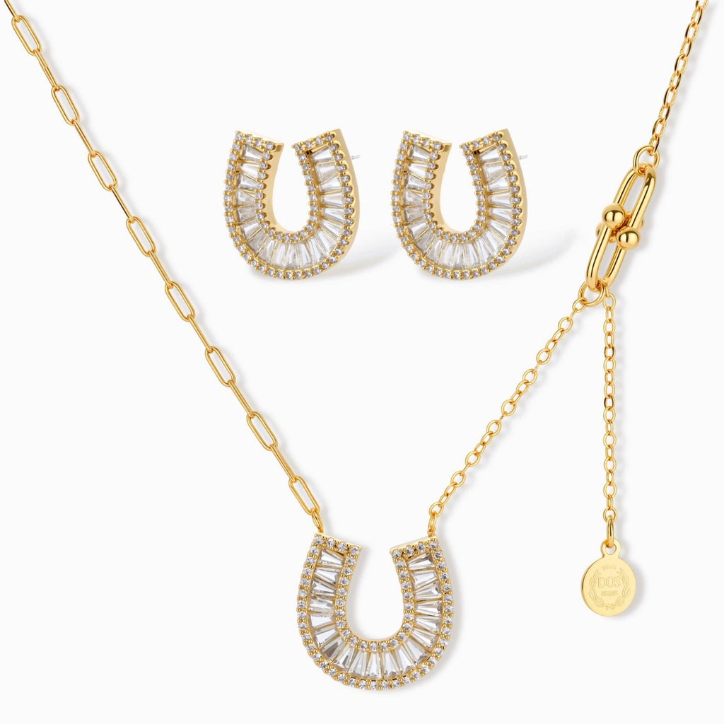 Horseshoe Necklace and Earring Set