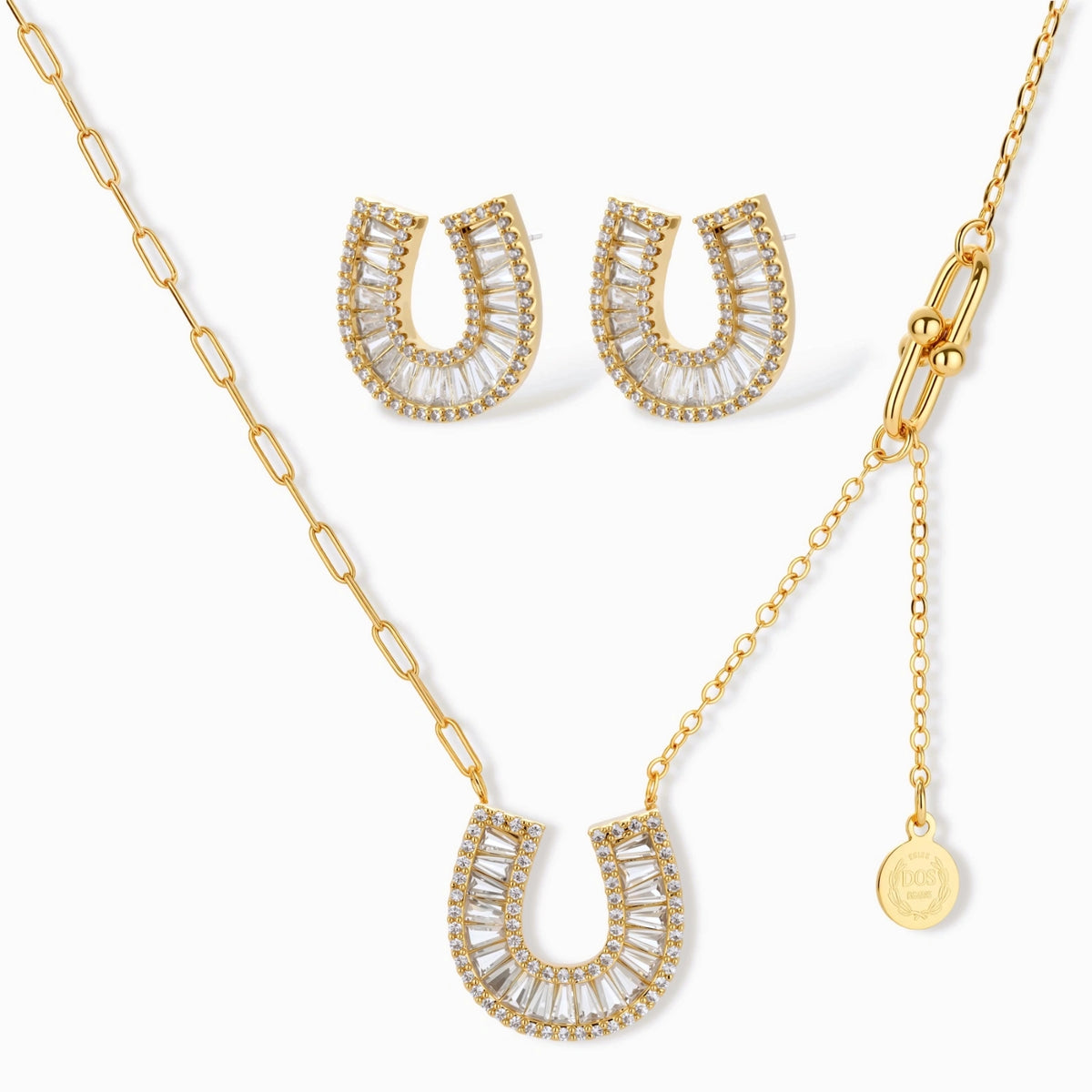 Horseshoe Necklace and Earring Set