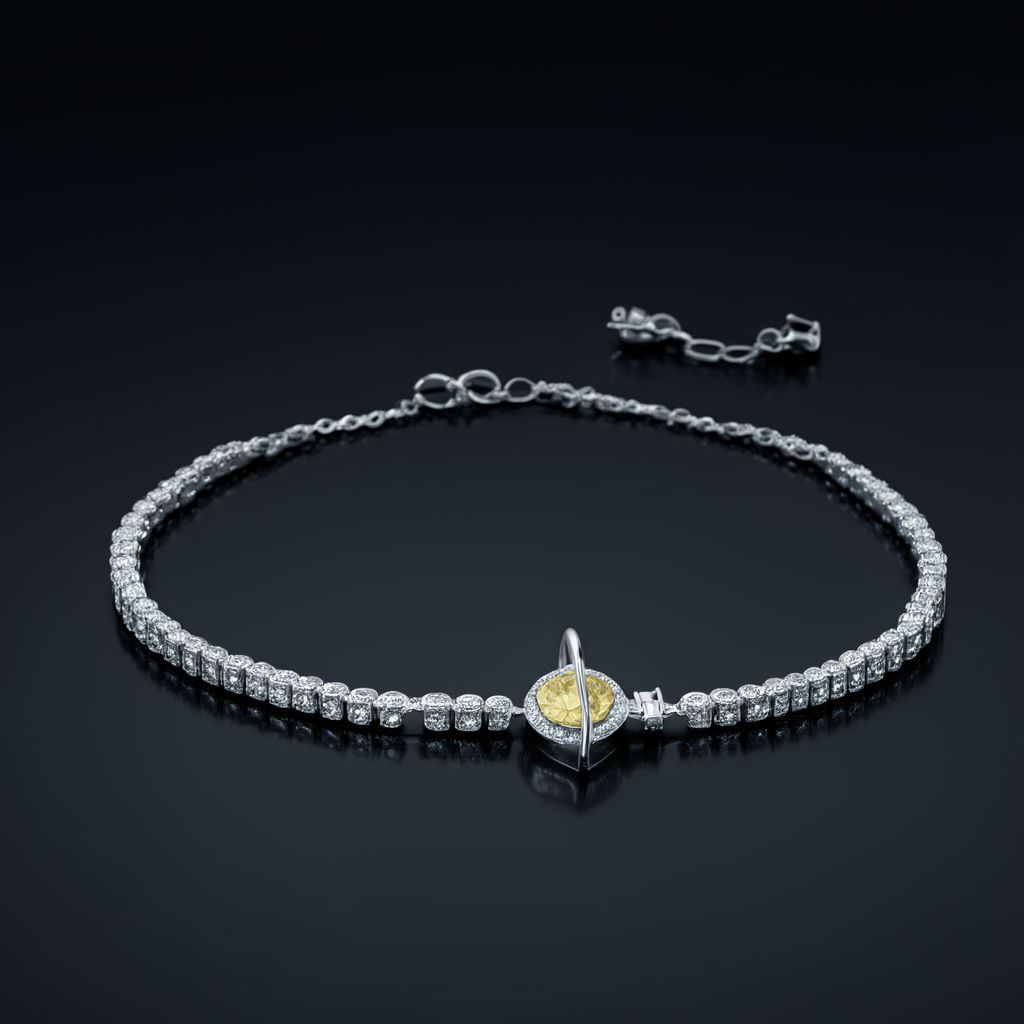 Aphelion Bracelet - yellow lab-created moissanite bracelet in 925 sterling silver