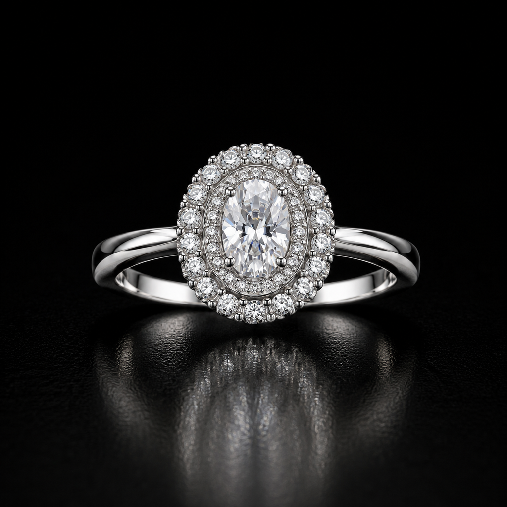 Aureole Halo Ring - lab-created moissanite ring in 925 sterling silver