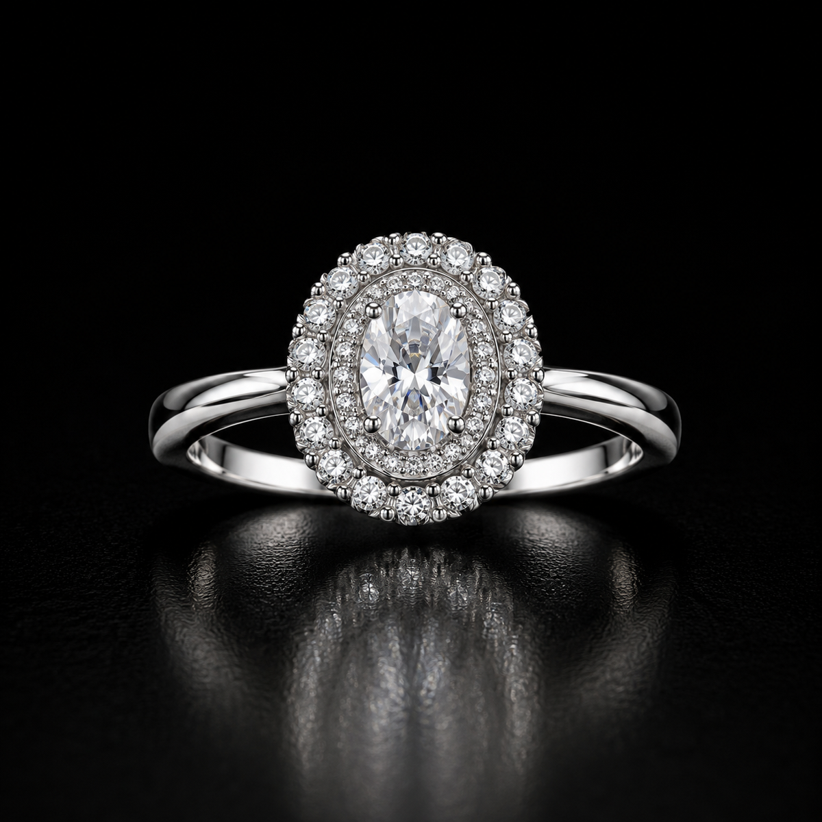 Aureole Halo Ring - lab-created moissanite ring in 925 sterling silver