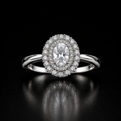 Aureole Halo Ring - lab-created moissanite ring in 925 sterling silver