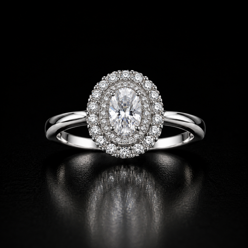 Aureole Halo Ring - lab-created moissanite ring in 925 sterling silver