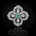Lucky Charm Clover Ring - green lab-created moissanite ring in 925 sterling silver