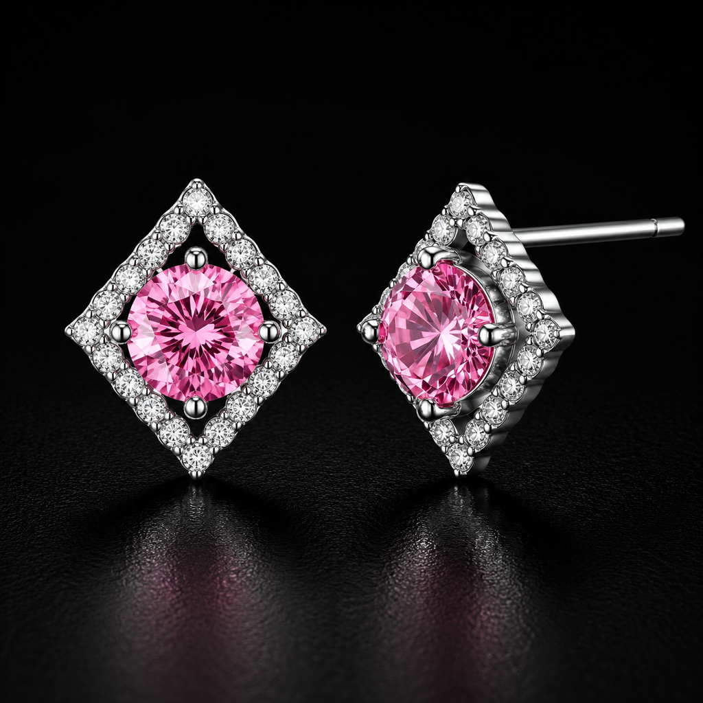 Lumen Halo Studs - near colorless lab-created moissanite earring in 925 sterling silver