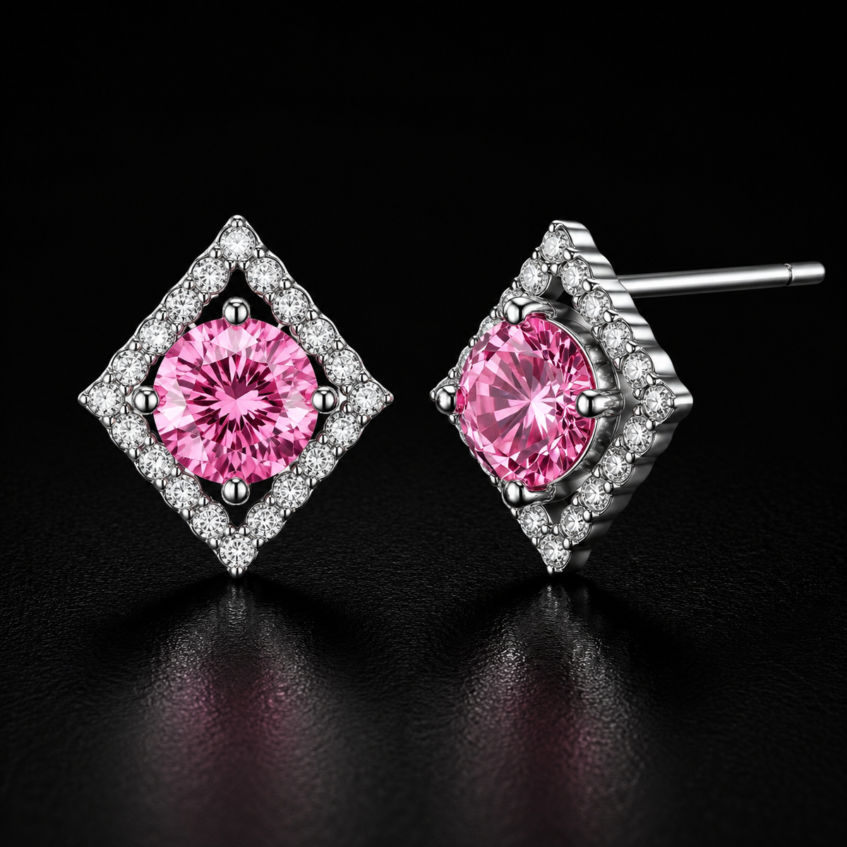 Lumen Halo Studs - near colorless lab-created moissanite earring in 925 sterling silver