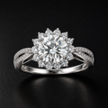 The Corona Ring - near colorless lab-created moissanite round brilliant ring in 925 sterling silver