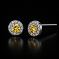 Ember Halo Studs - yellow lab-created moissanite earring in 925 sterling silver