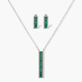 Green Baguette Bar Necklace and Earring Set