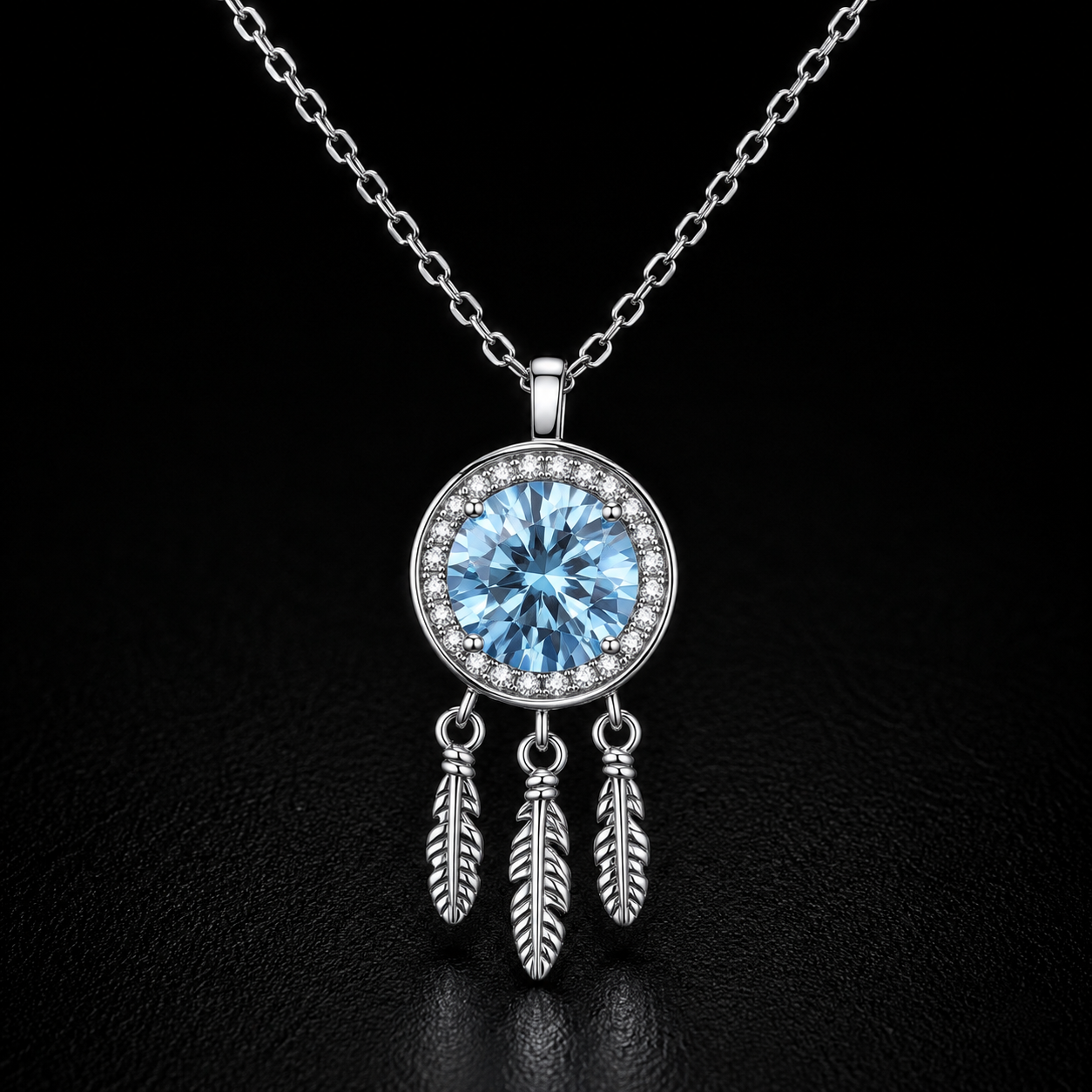 Dreamcatcher Spirit Necklace - near colorless lab-created moissanite necklace in 925 sterling silver