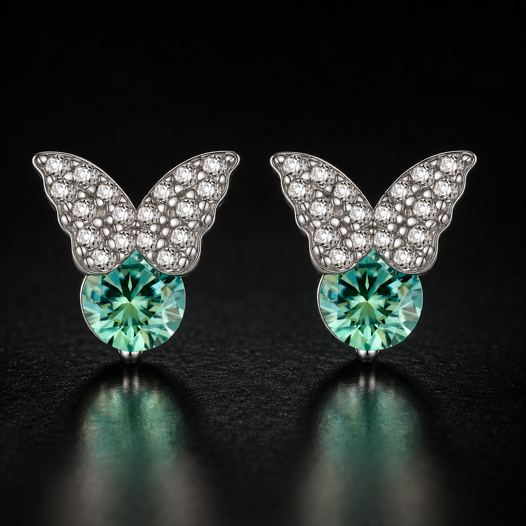 Butterfly Transformation Studs - lab-created moissanite earring in 925 sterling silver
