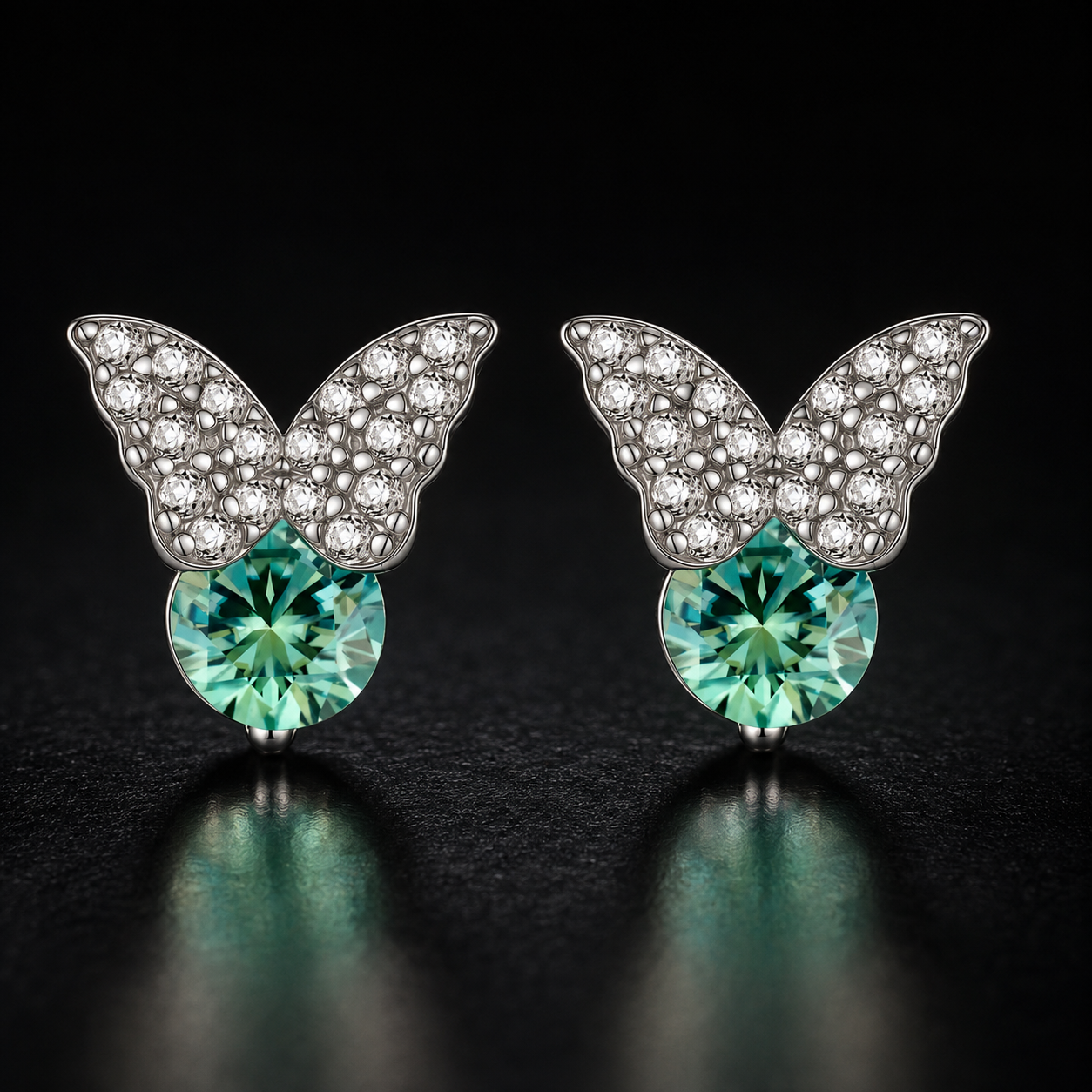 Butterfly Transformation Studs - lab-created moissanite earring in 925 sterling silver