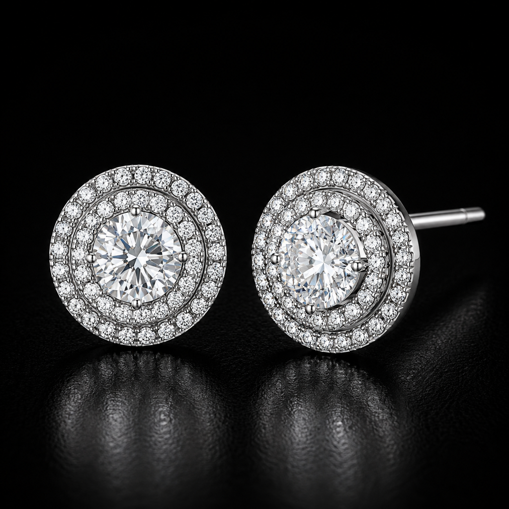 Eclipse Halo Studs - lab-created moissanite earring in 925 sterling silver
