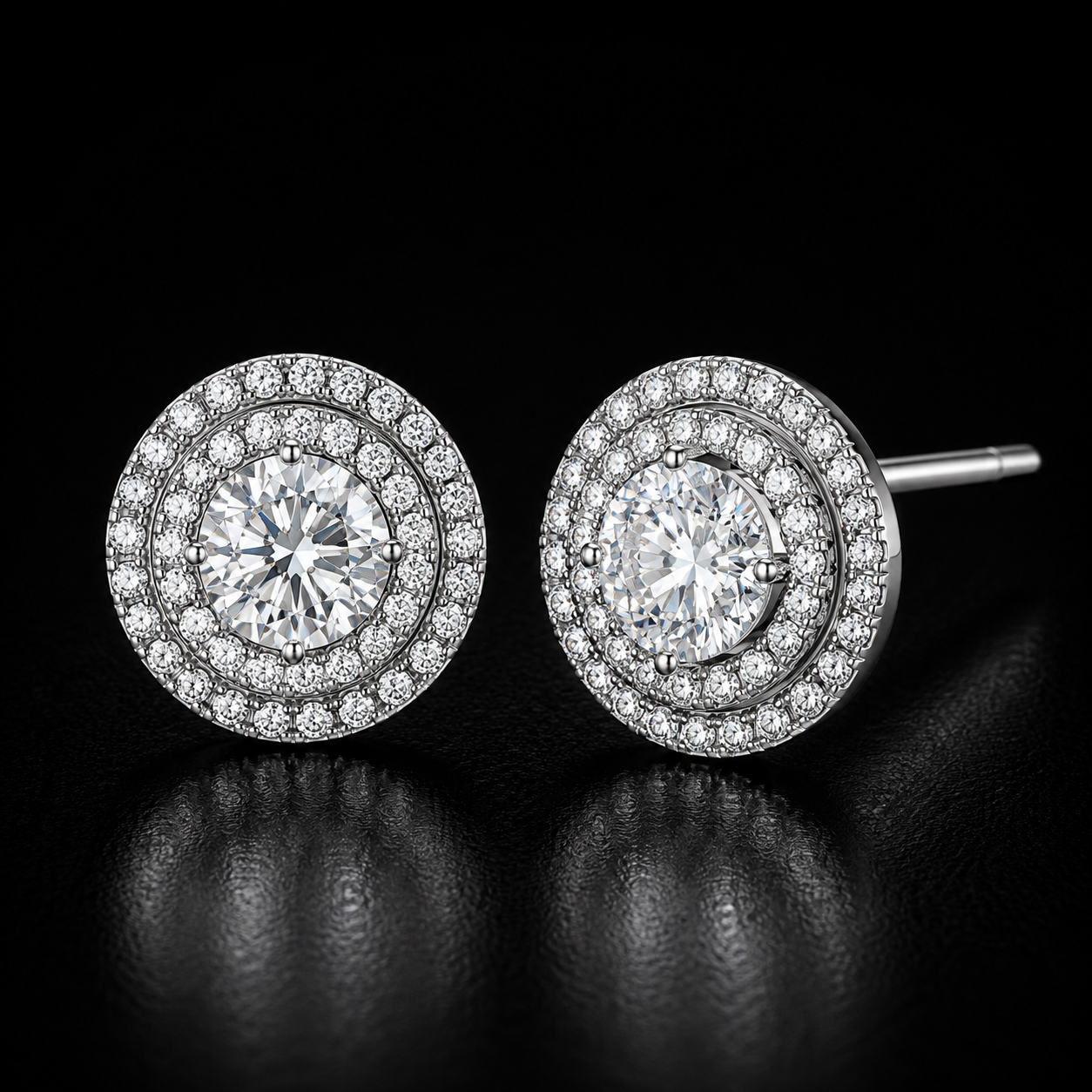 Eclipse Halo Studs - lab-created moissanite earring in 925 sterling silver