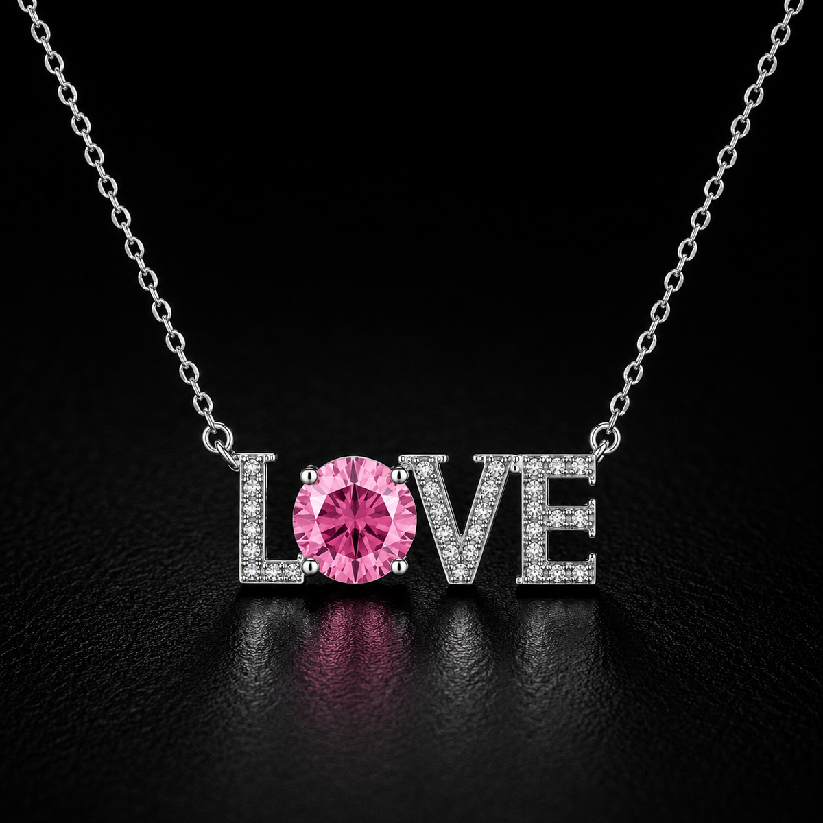 Love Statement Necklace - near colorless lab-created moissanite necklace in 925 sterling silver