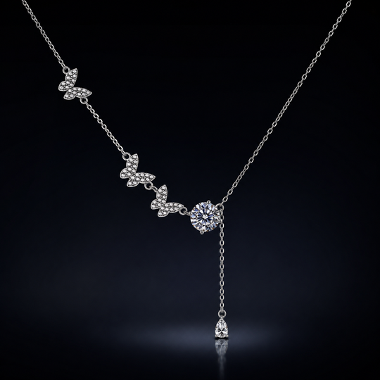 Flutter Dreams Lariat - lab-created moissanite necklace in 925 sterling silver