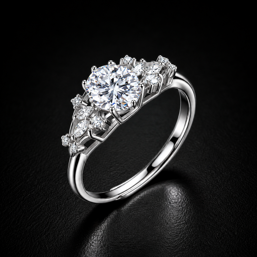 Laurel Coronet Ring - lab-created moissanite ring in 925 sterling silver