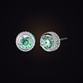 Umbra Orbit Studs — green moissanite orbit-halo stud earrings in 925 sterling silver, Maison Noctaura