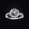 Corona Ring — 2 carat round moissanite full-halo eclipse ring in sterling silver, Maison Noctaura
