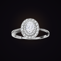 Aureole Halo Ring — double-halo round moissanite ring in 925 sterling silver, Maison Noctaura