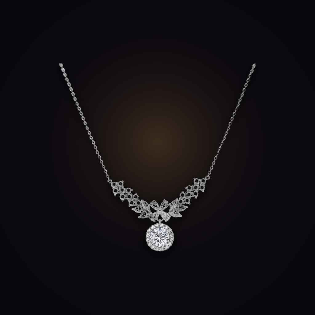 Corona Cascade Necklace — 2 carat moissanite garland collar necklace in 925 sterling silver, Maison Noctaura