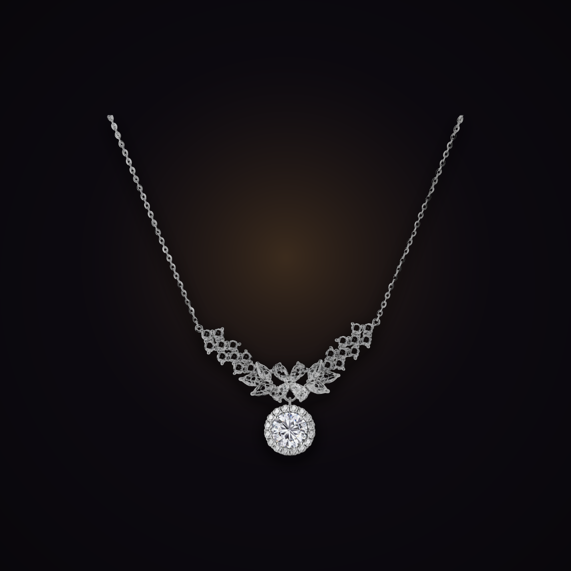 Corona Cascade Necklace — 2 carat moissanite garland collar necklace in 925 sterling silver, Maison Noctaura