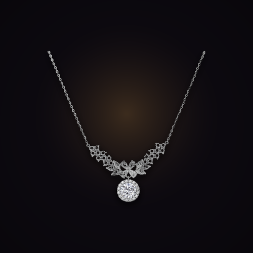 Corona Cascade Necklace — 2 carat moissanite garland collar necklace in 925 sterling silver, Maison Noctaura