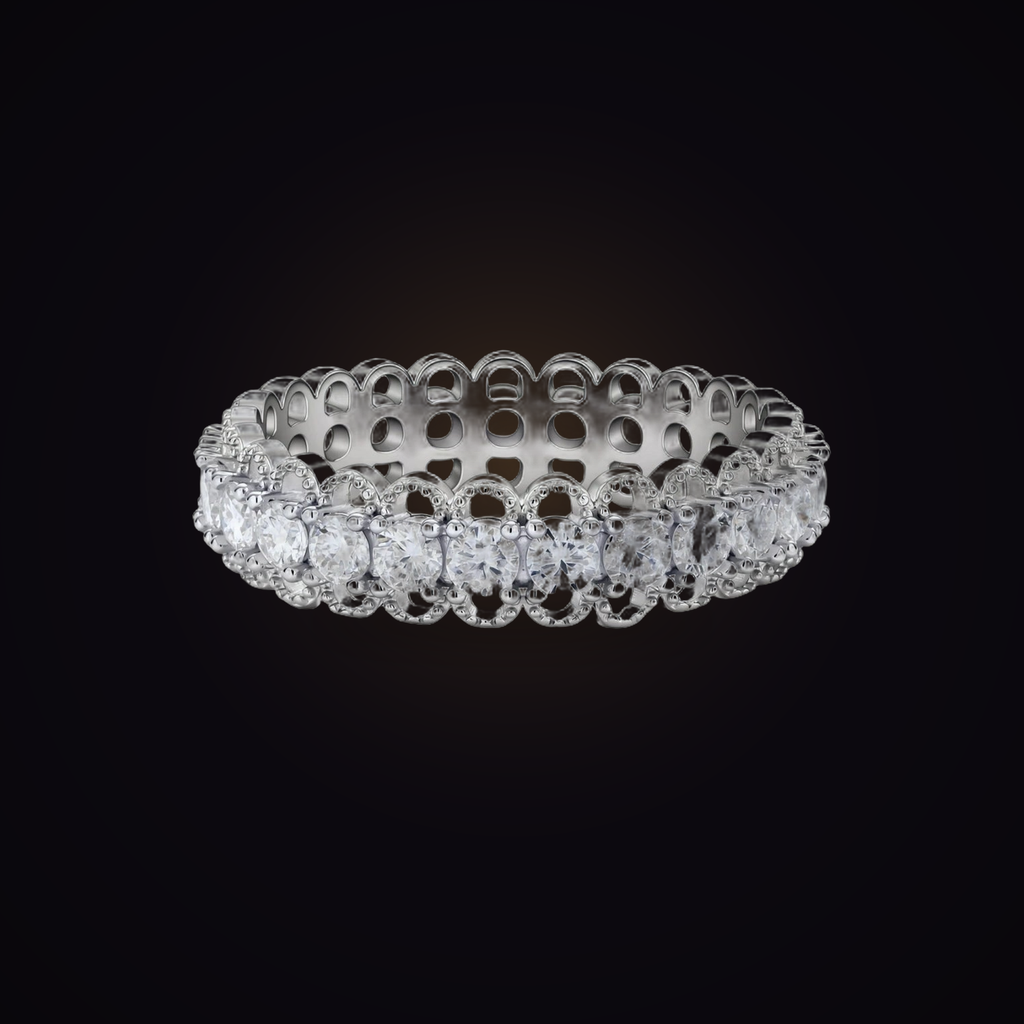 Eclipse Eternity Band — full-circle moissanite eternity ring in sterling silver, Maison Noctaura