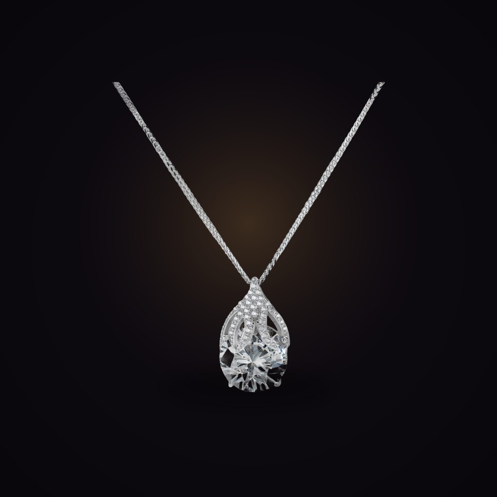 Coronation Pendant — 5 carat teardrop moissanite necklace in sterling silver, Maison Noctaura