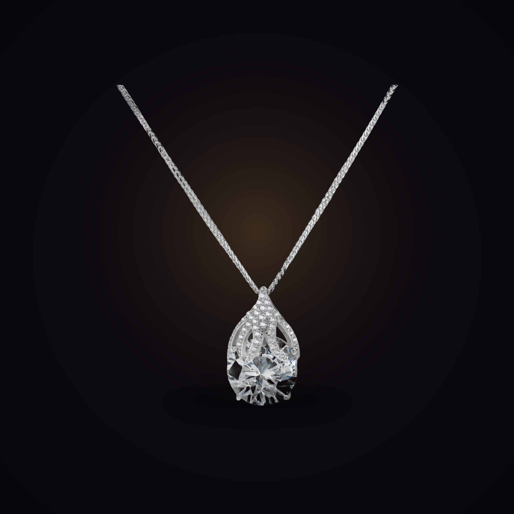Coronation Pendant — 5 carat teardrop moissanite necklace in sterling silver, Maison Noctaura